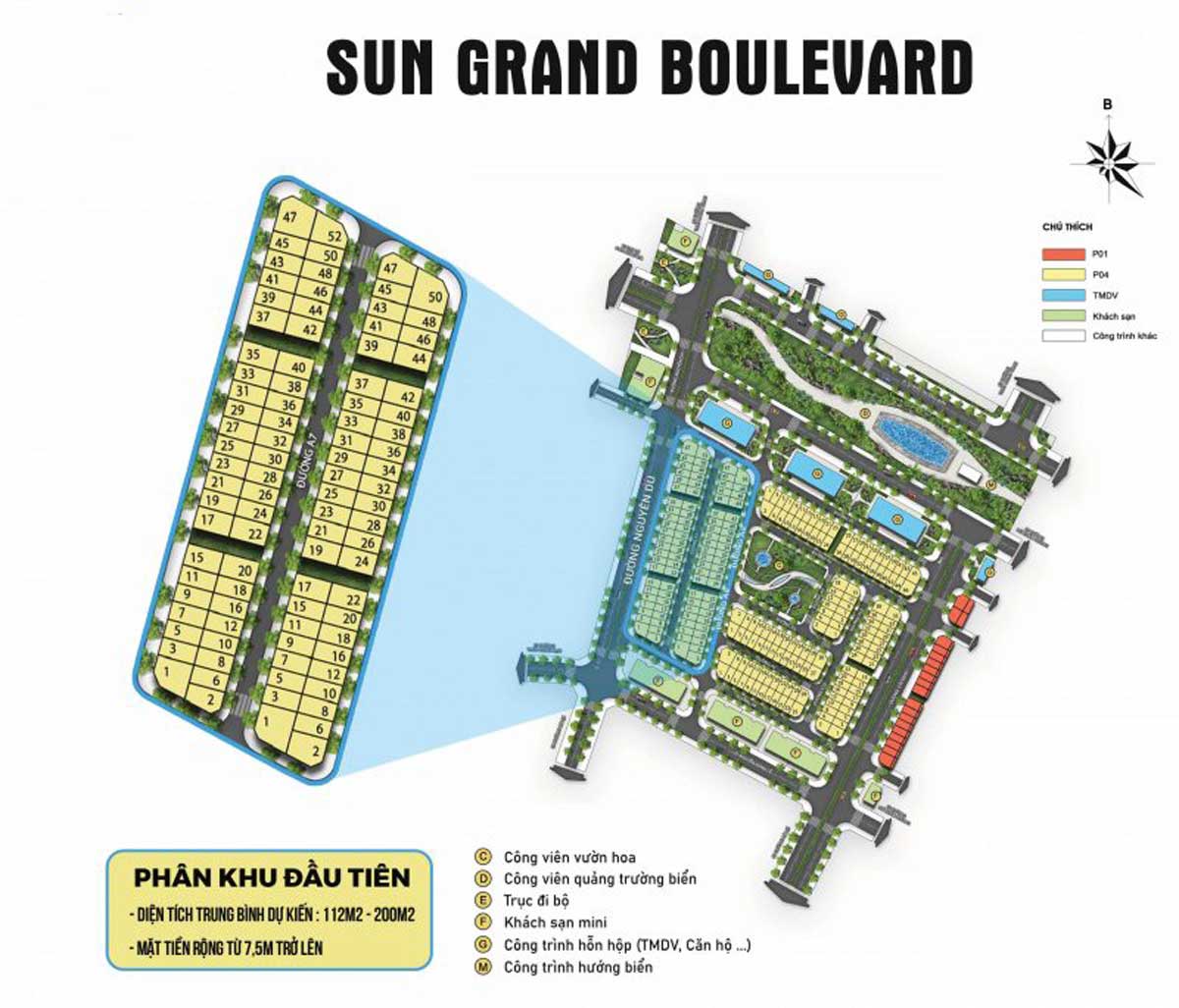 Mat bang Phan lo Giai doan 1 Du an Sun Grand Boulevard - Sun Grand Boulevard